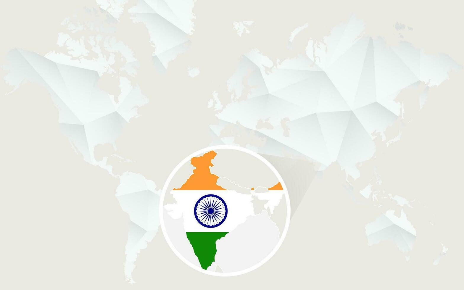 Indië kaart met vlag in contour Aan wit veelhoekige wereld kaart. vector