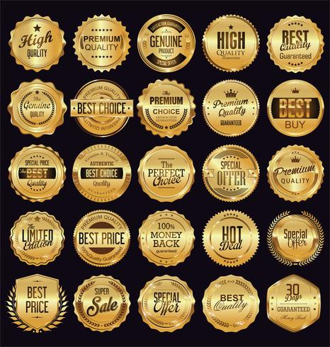 Luxe premium gouden insignes en labels vector