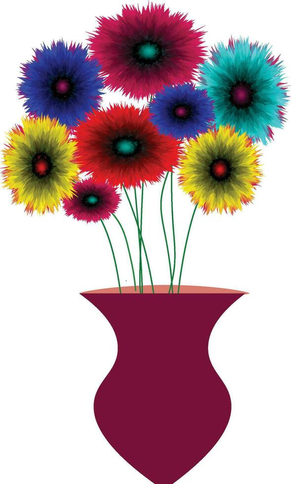 kleurrijk bloem vas met mooi bloemen vector
