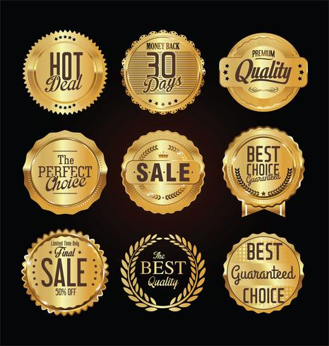 Luxe premium gouden insignes en labels vector