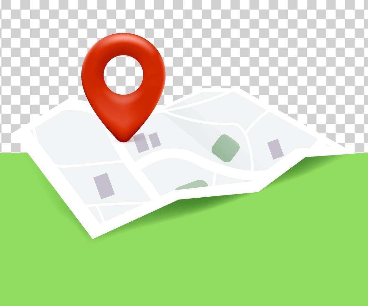 kaartpictogram locatie met kaart en pin locatie 3d vector