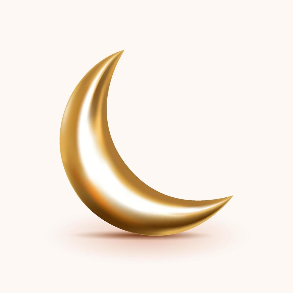 3d gouden wassende maan islamitische achtergrond decotarion element vector