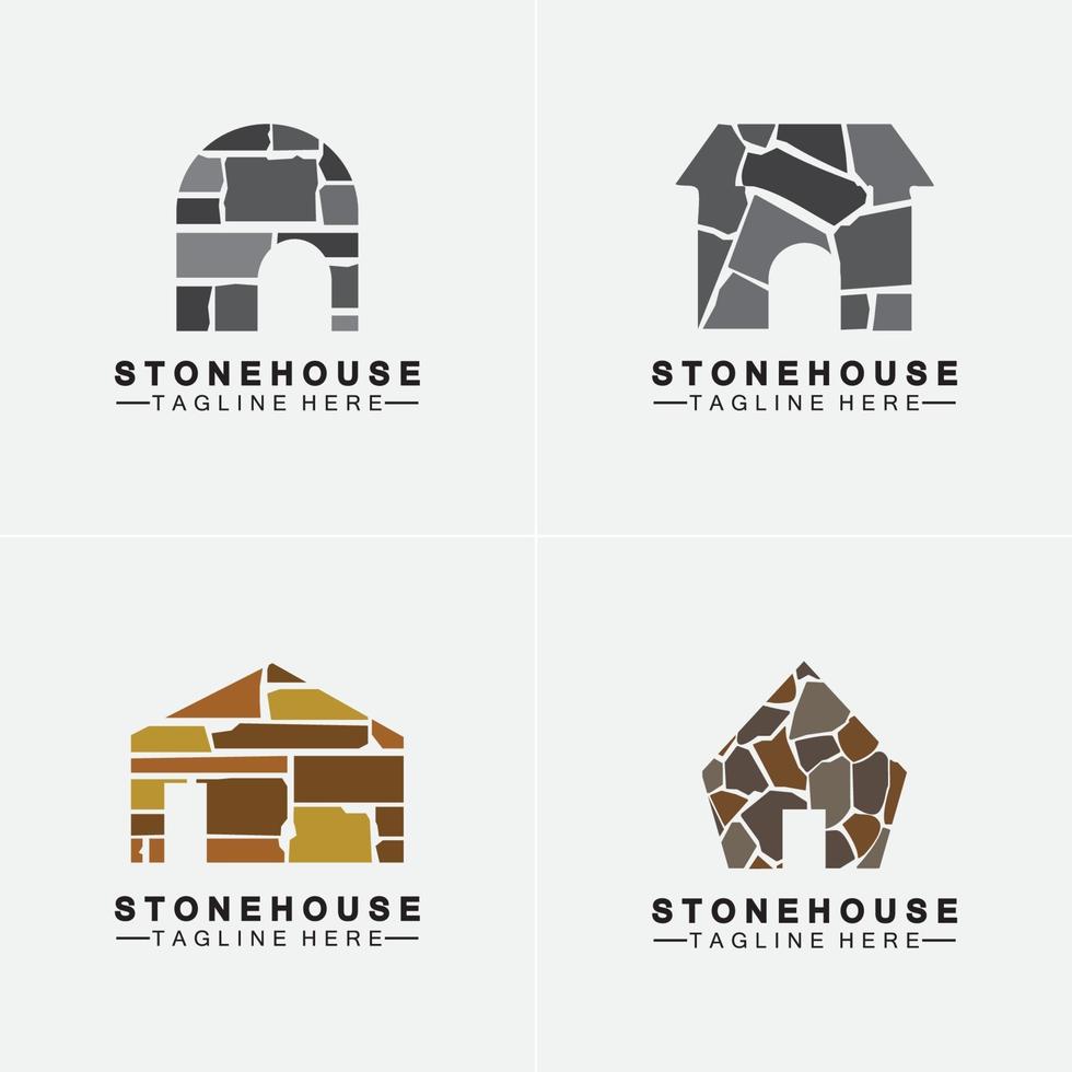 stenen huis hipster vintage logo vector icon