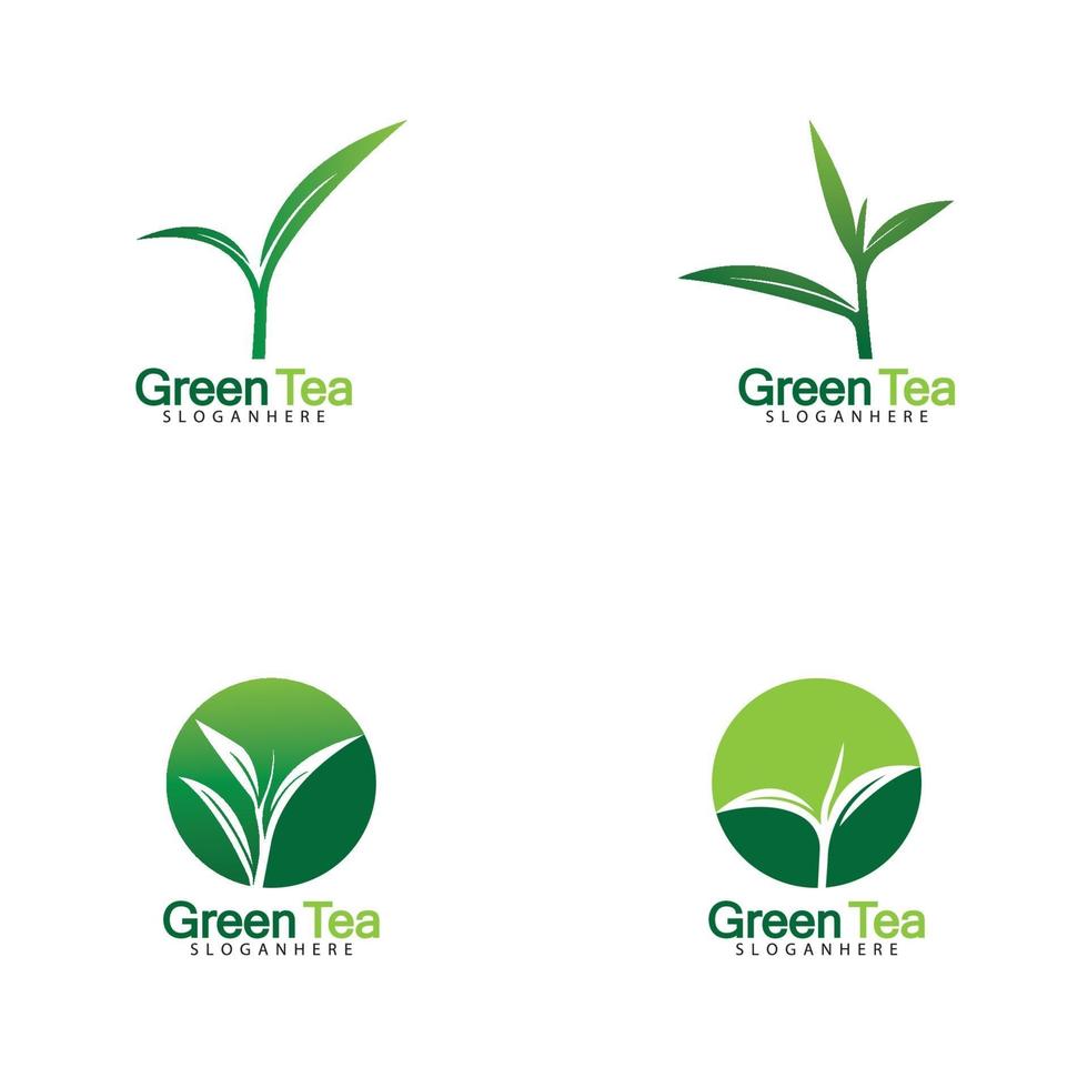 groene thee blad logo vector pictogram illustratie ontwerp