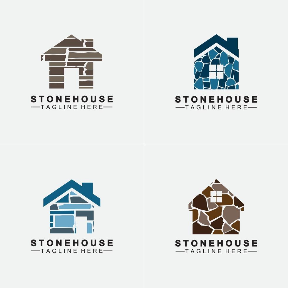 stenen huis hipster vintage logo vector icon