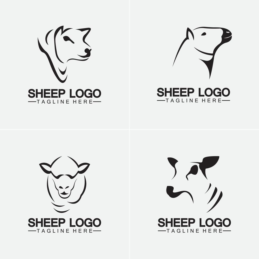 schapen hoofd logo vector pictogram illustratie ontwerpsjabloon