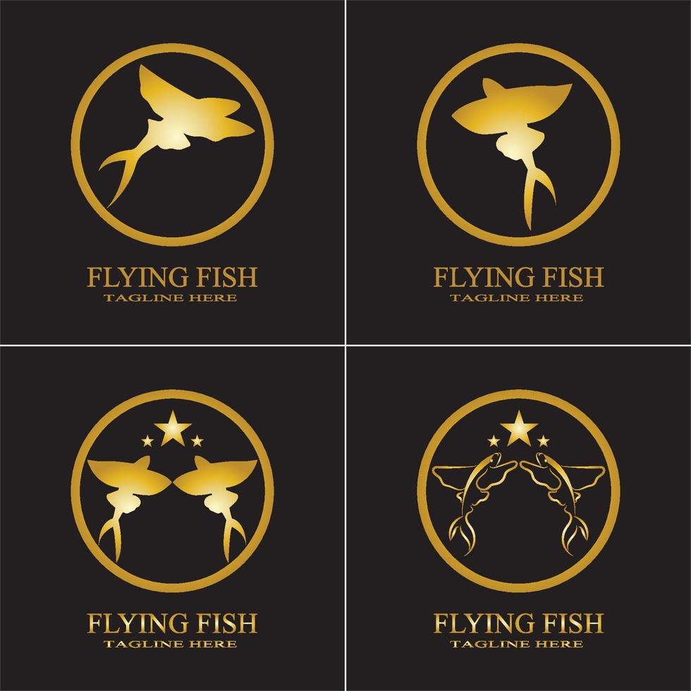 goud vliegende vis logo vector pictogram ontwerpsjabloon