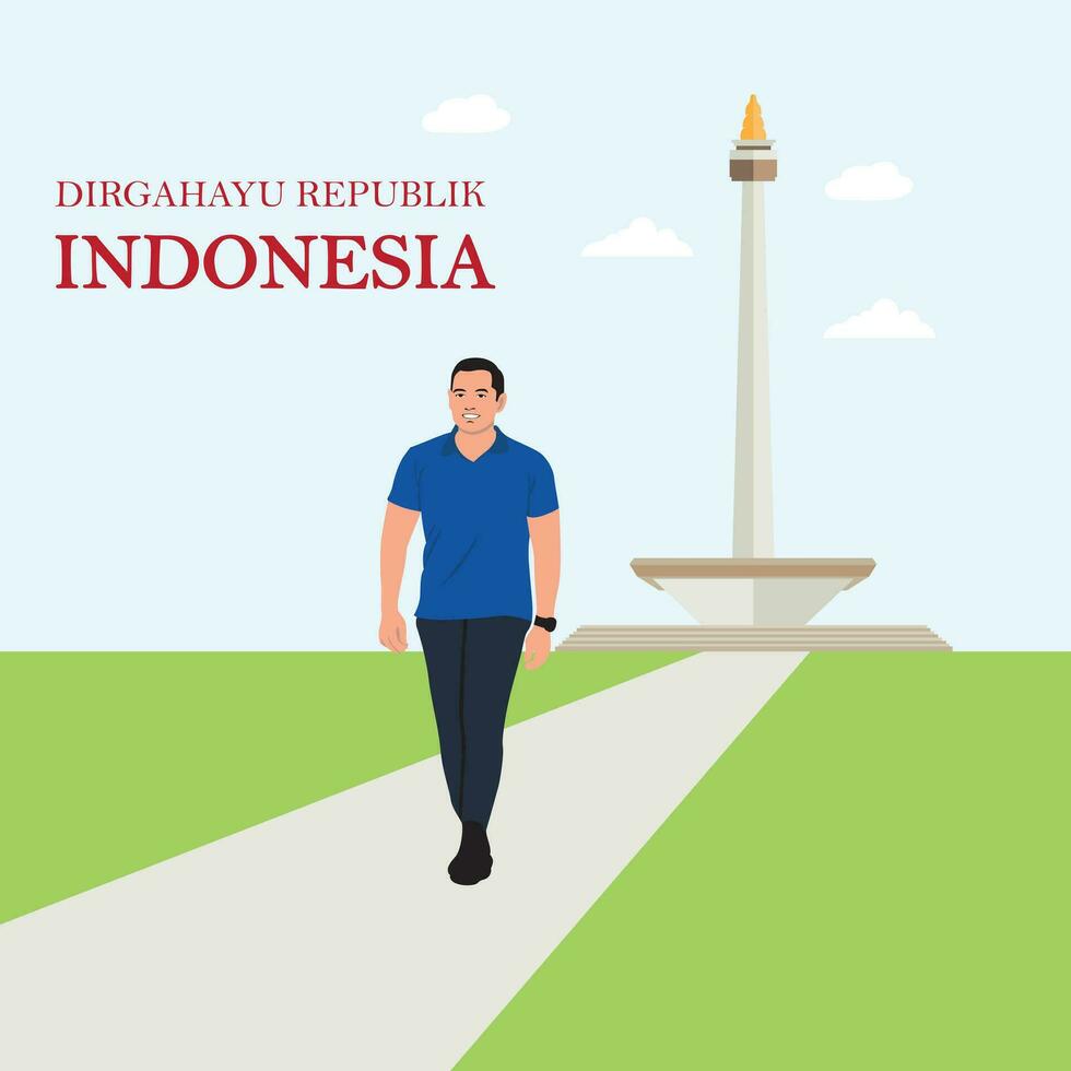 onafhankelijkheid dag van Indonesië. vector illustratie in vlak ontwerp stijl