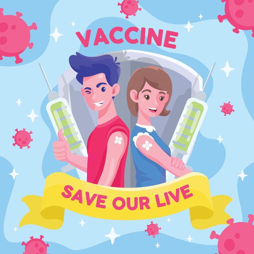 mannen en vrouwen na covid-vaccin vector