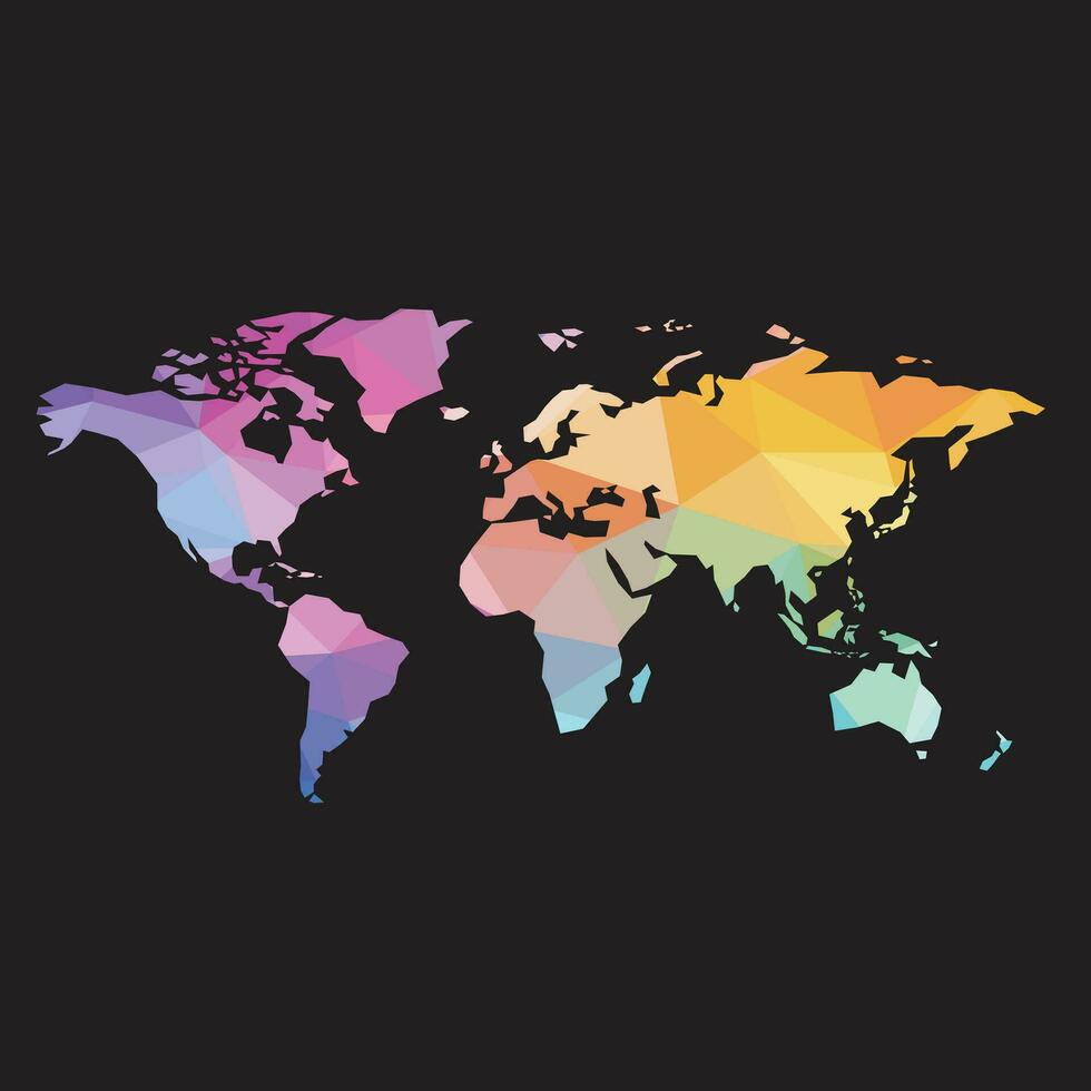 kleurrijk abstract vector laag veelhoekige van wereld kaart.