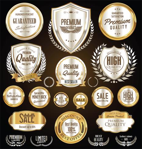 Luxe premium gouden insignes en labels vector