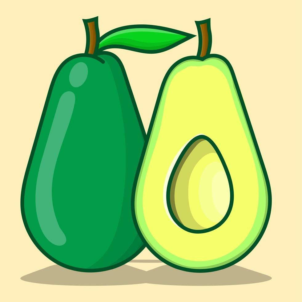 avocado illustratie eenvoudig met gele achtergrond geïsoleerde vector