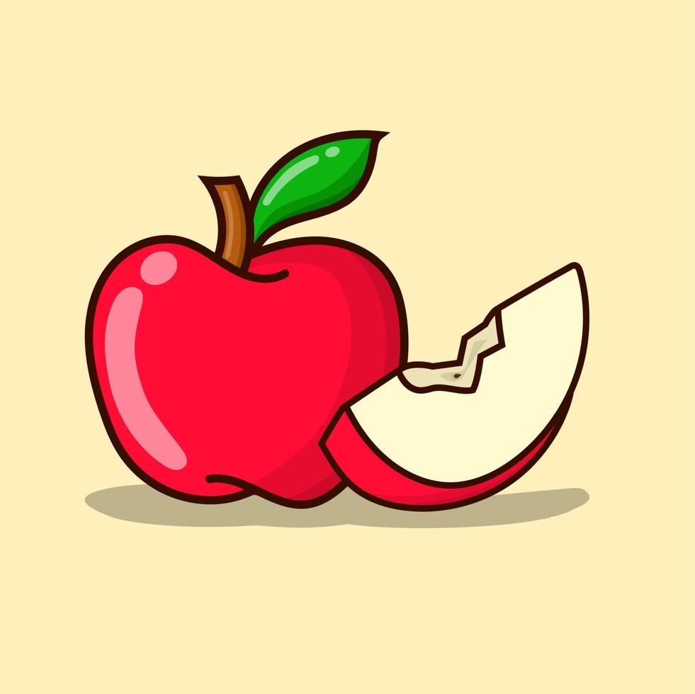 appel illustratie vector met gele achtergrond. appels geïsoleerd