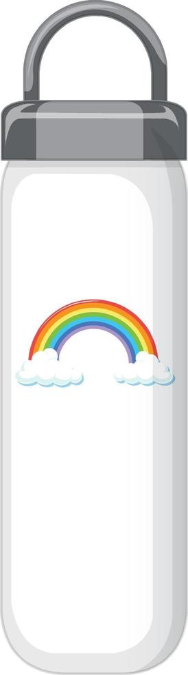 een witte thermofles met regenboogpatroon vector