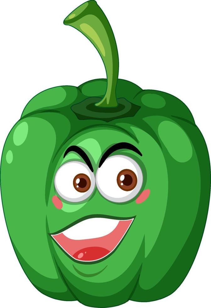 groene paprika stripfiguur met blije gezichtsuitdrukking vector