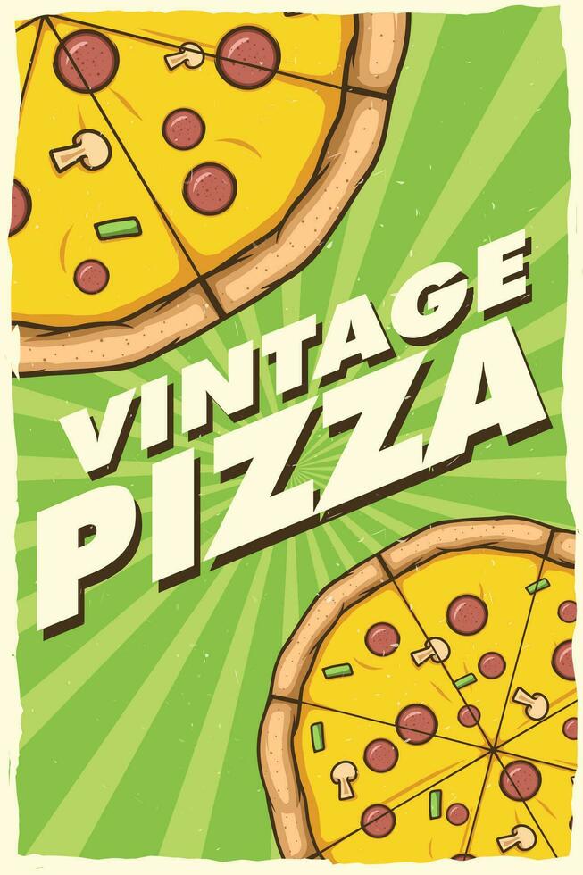 wijnoogst pizza poster voor afdrukken vector