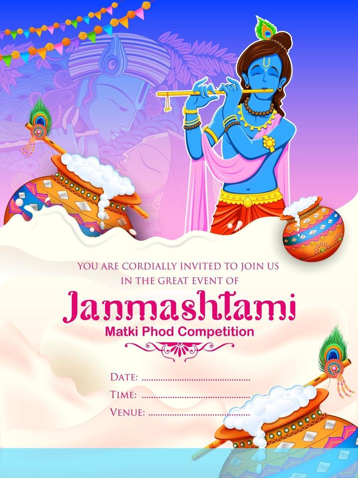 happy janmashtami festival achtergrond van india vector