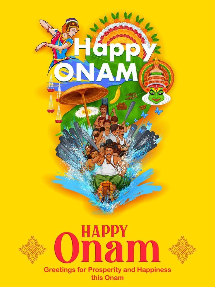 onam traditionele festival achtergrond van kerala, zuid india vector