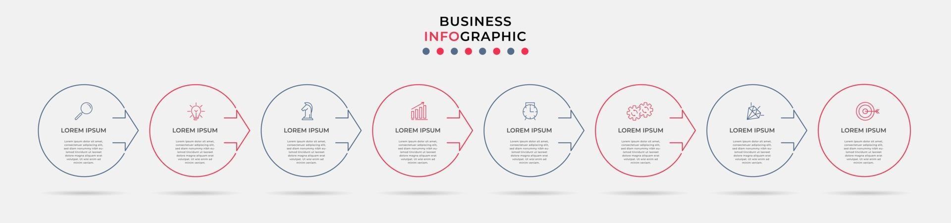 infographic zakelijke ontwerpsjabloon met pictogrammen en 8 opties of stappen vector