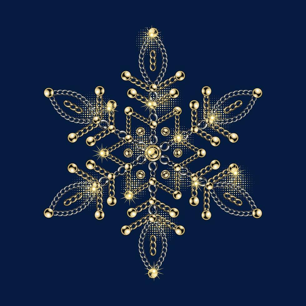 luxe sneeuwvlok gemaakt van sieraden goud kettingen vector