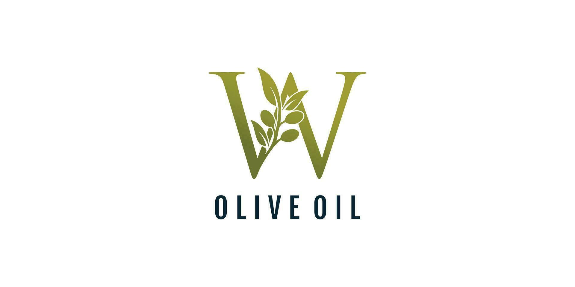brief w logo ontwerp element vector met olijf- concept