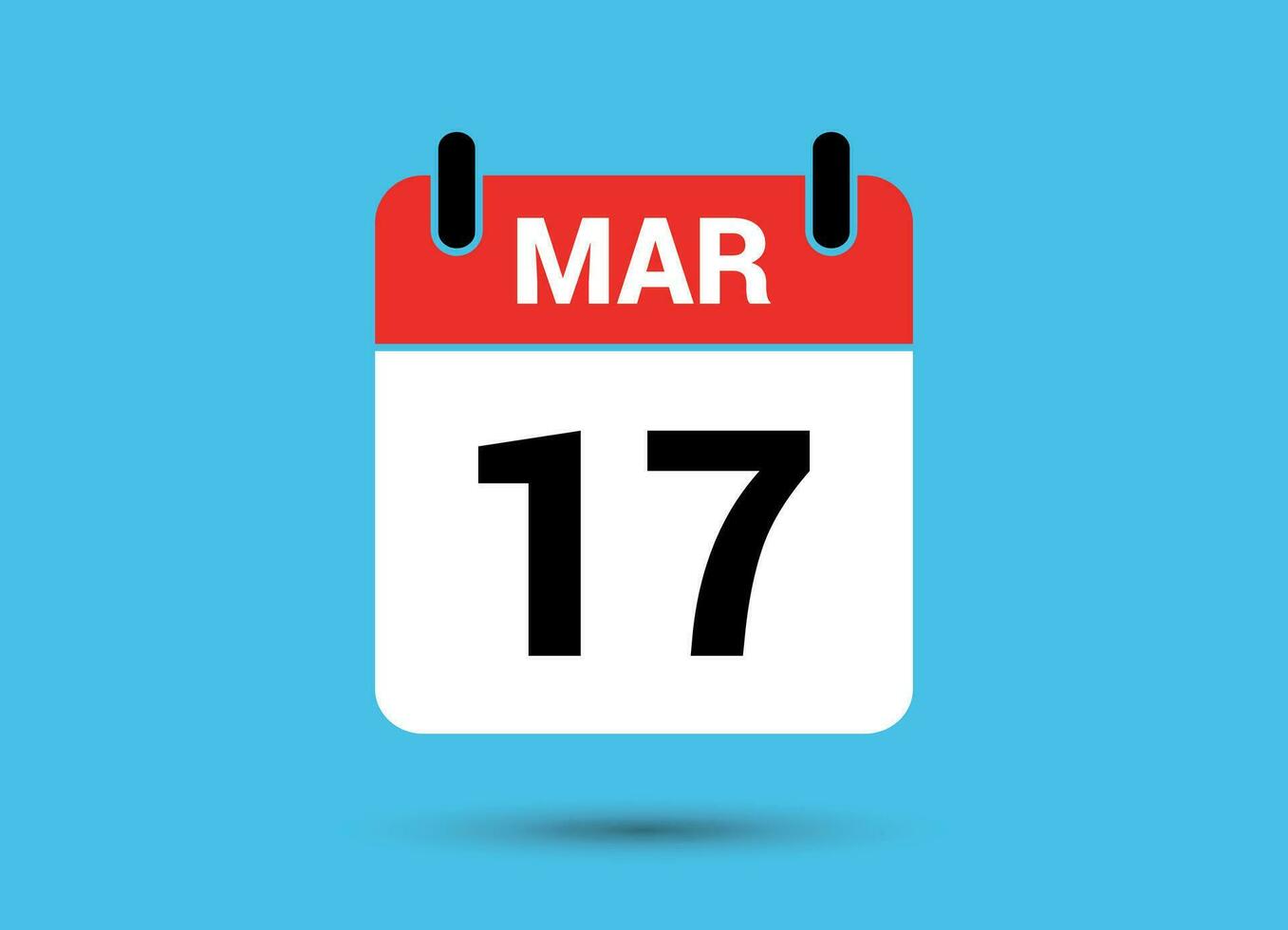 17 maart kalender datum vlak icoon dag 17 vector illustratie