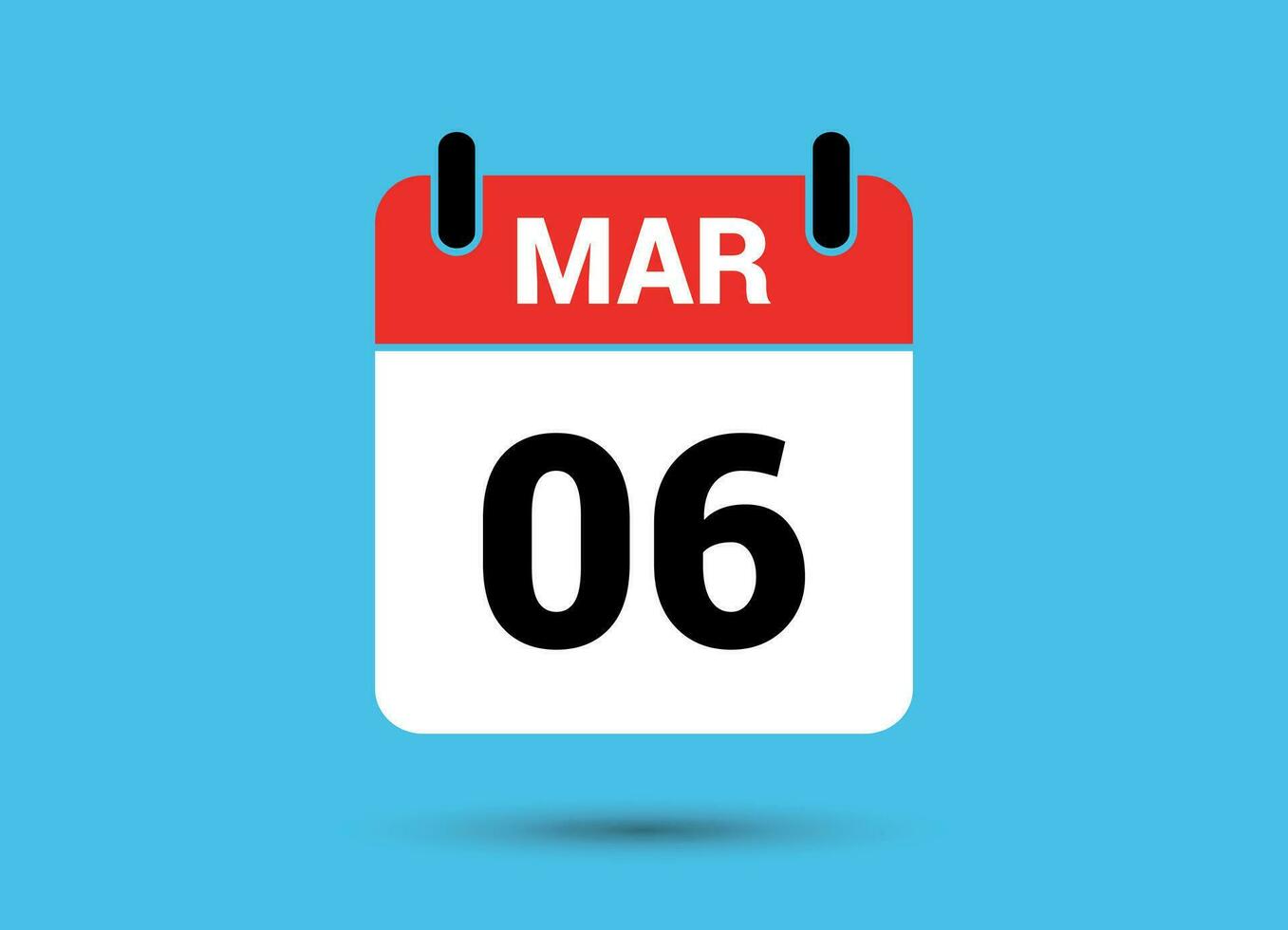 6 maart kalender datum vlak icoon dag 6 vector illustratie