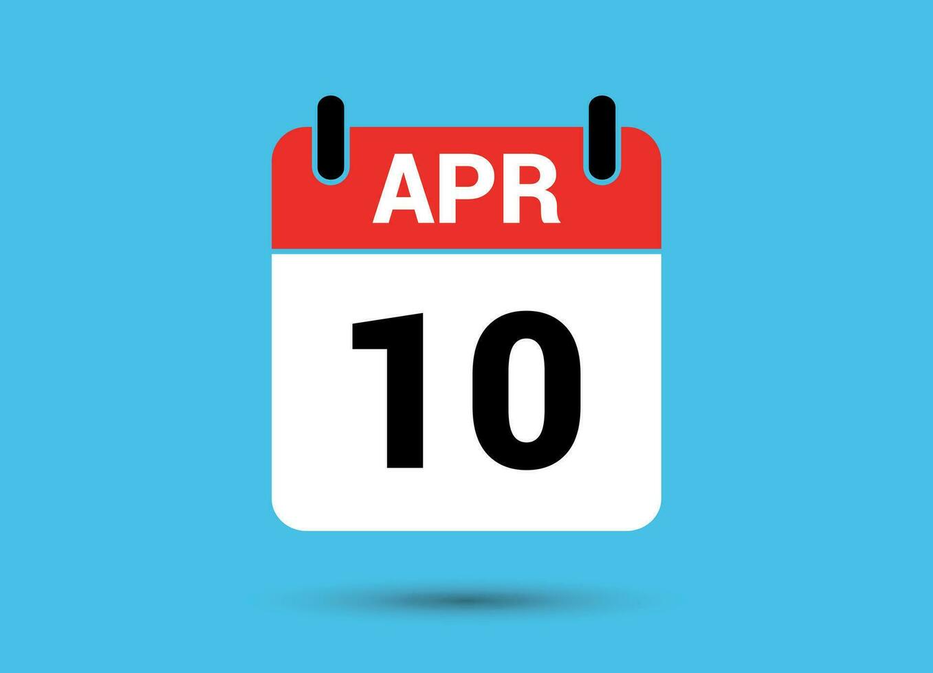 10 april kalender datum vlak icoon dag 10 vector illustratie