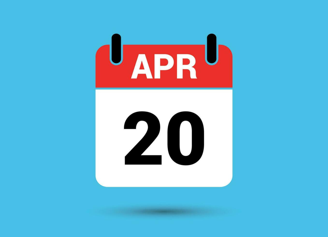 20 april kalender datum vlak icoon dag 20 vector illustratie