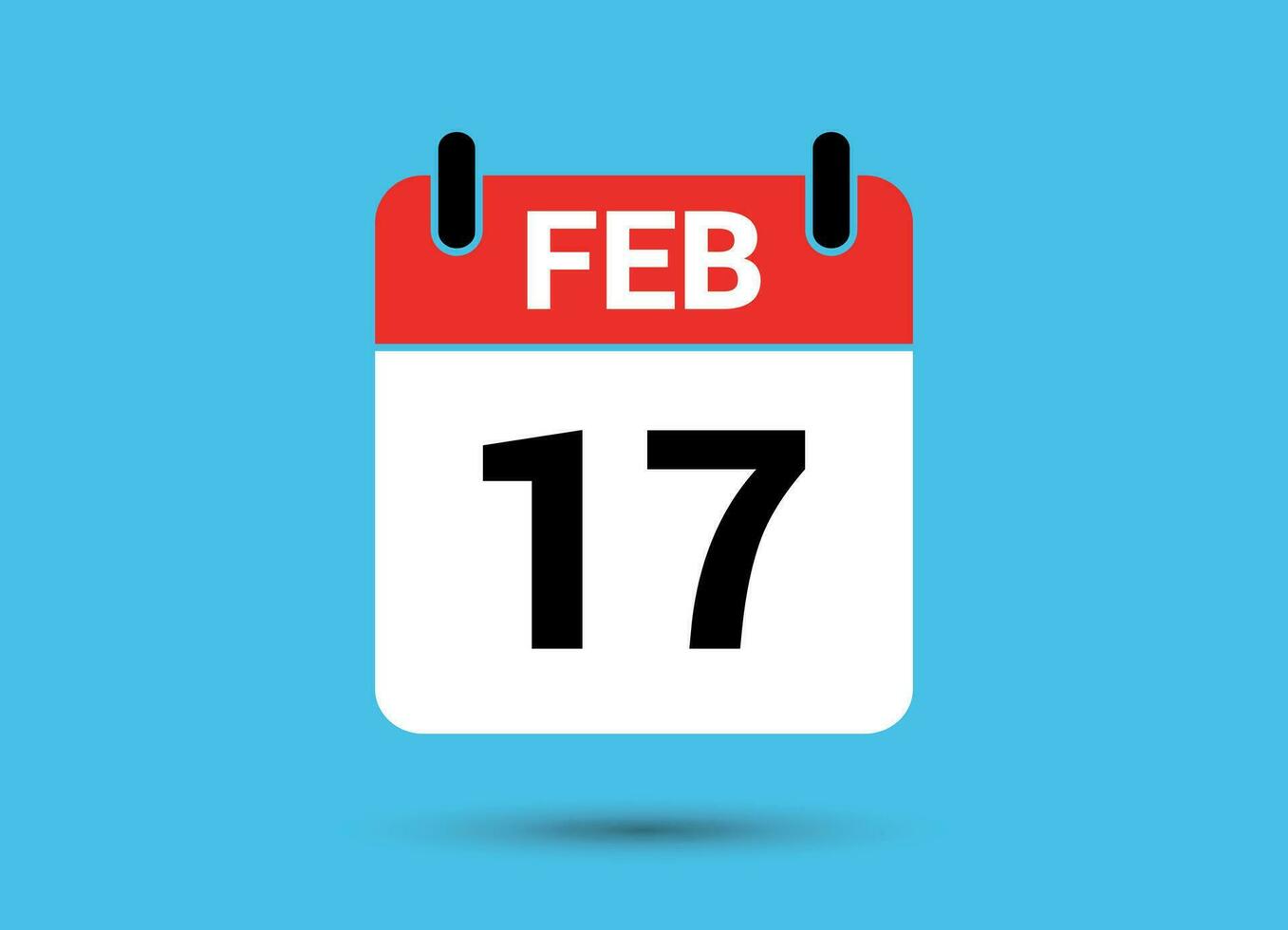 17 februari kalender datum vlak icoon dag 17 vector illustratie