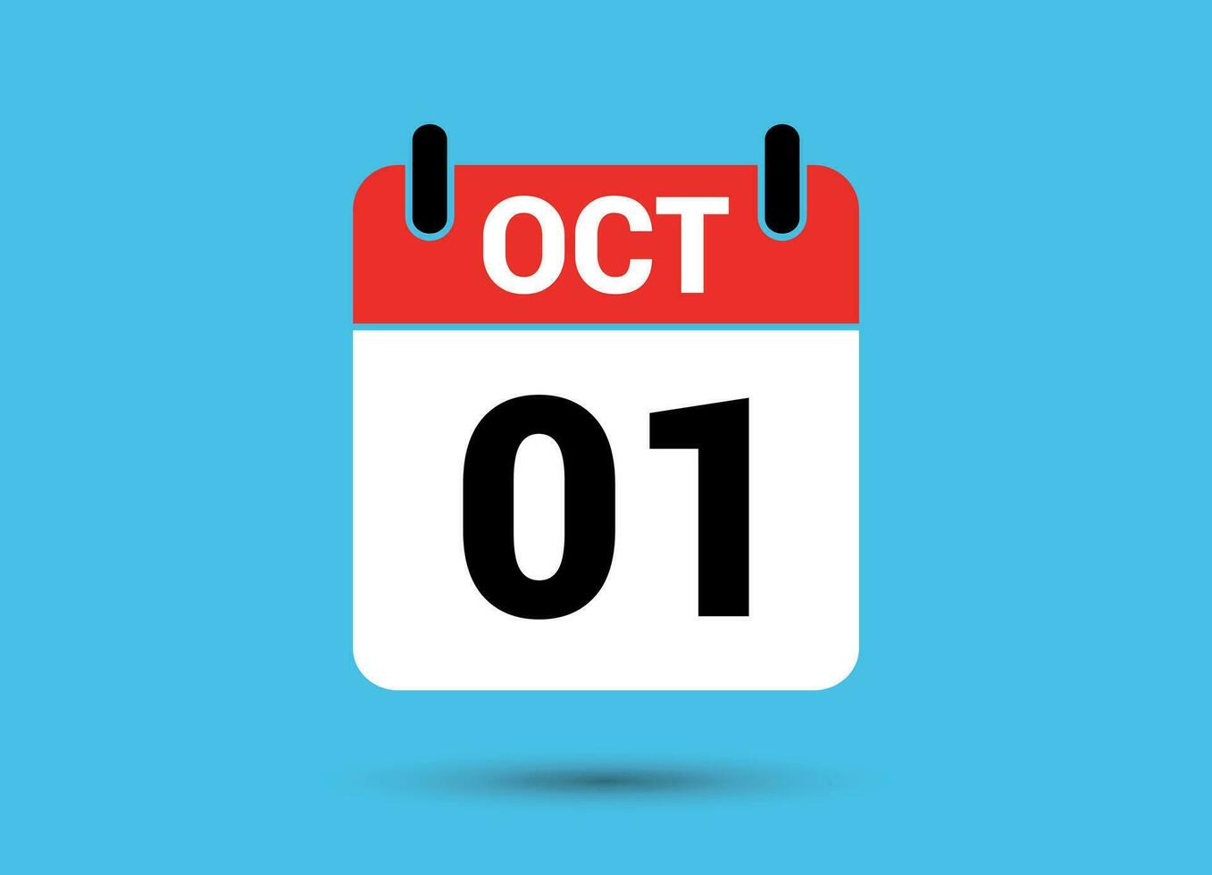 oktober 1 kalender datum vlak icoon dag 1 vector illustratie