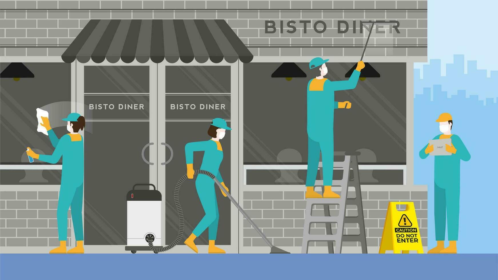 bistro cafe. schoon en controleren inspecteur. vector