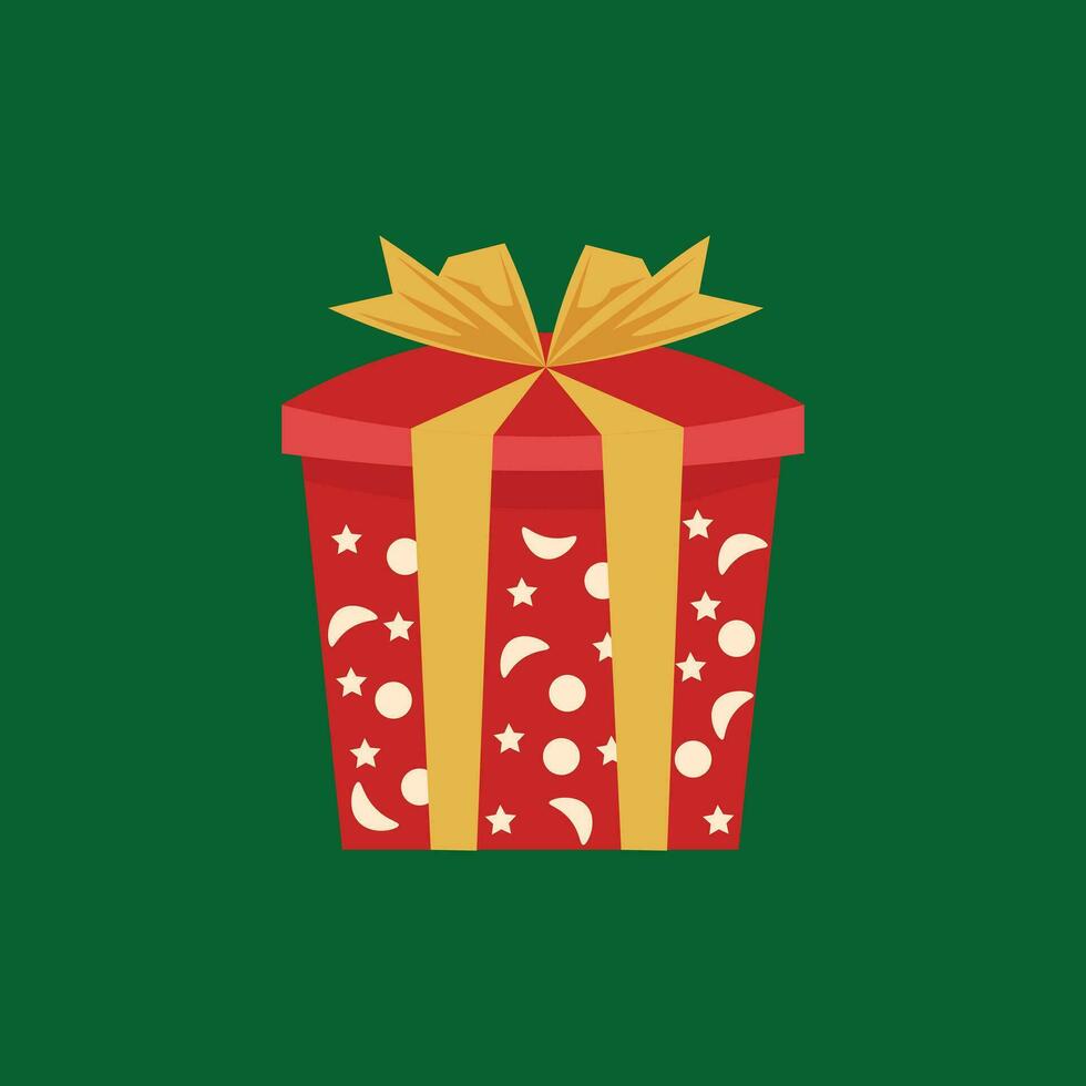 Kerstmis versierd geschenk doos met lint gelukkig nieuw jaar Cadeau vector