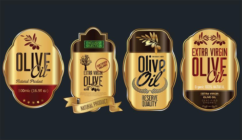 Retro vintage gouden olijfolie achtergrondinzameling vector