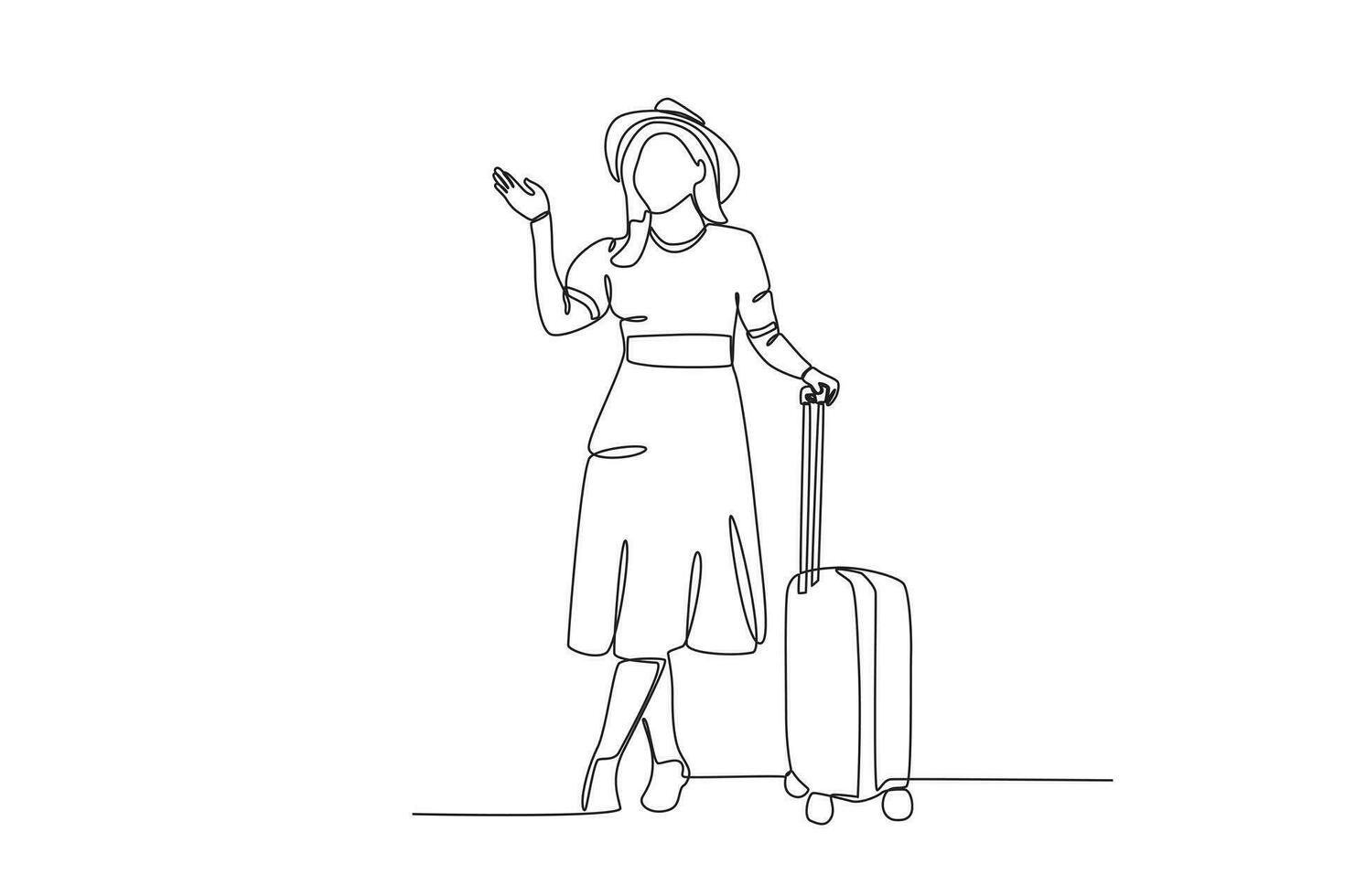 een staycation vrouw draag- een koffer vector