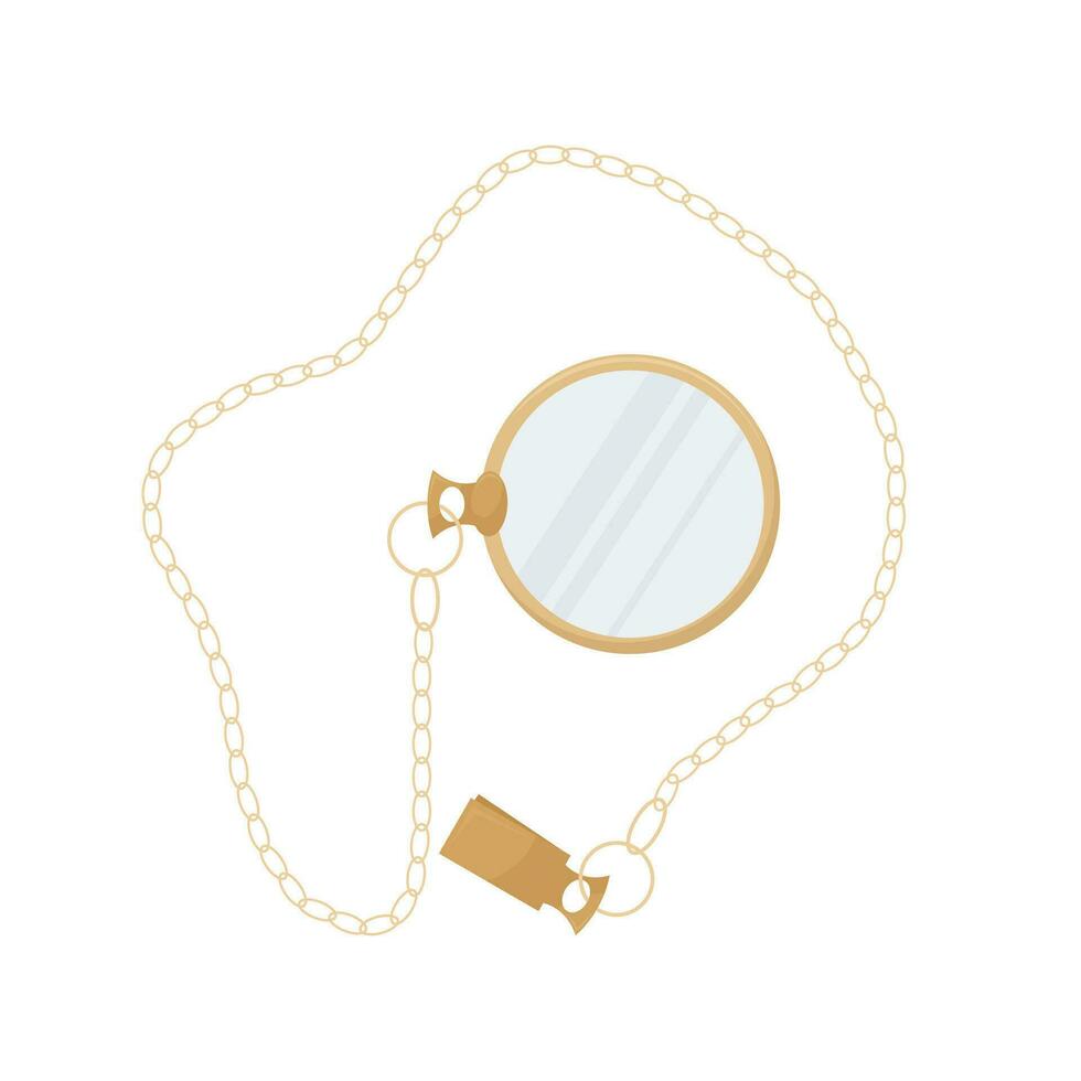 zak- monocle Aan een goud ketting. wijnoogst item. antiek. vector