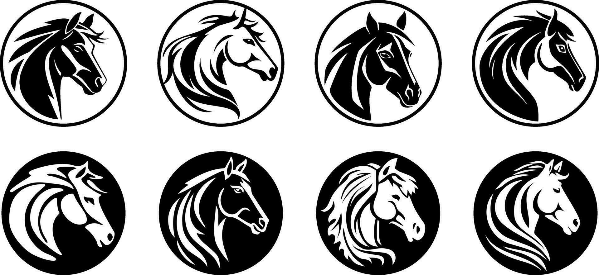 paard hoofd silhouet in tekening lijn ontwerp. vector sjabloon voor logo.