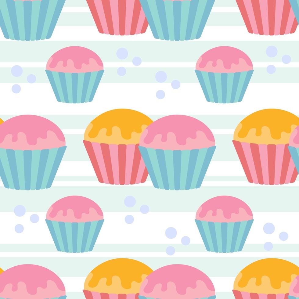 naadloze kleurenpatroon van heerlijke cupcakes vector