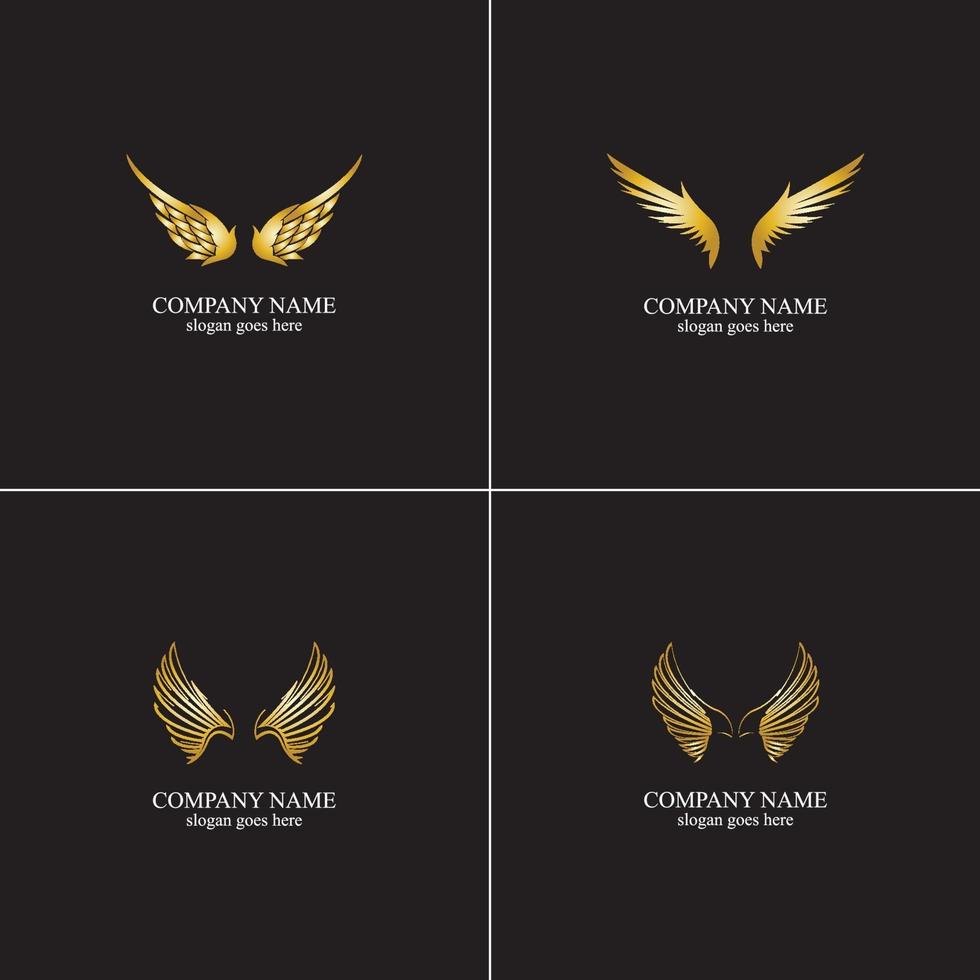 vleugels gouden logo vector illustratie sjabloon-vector