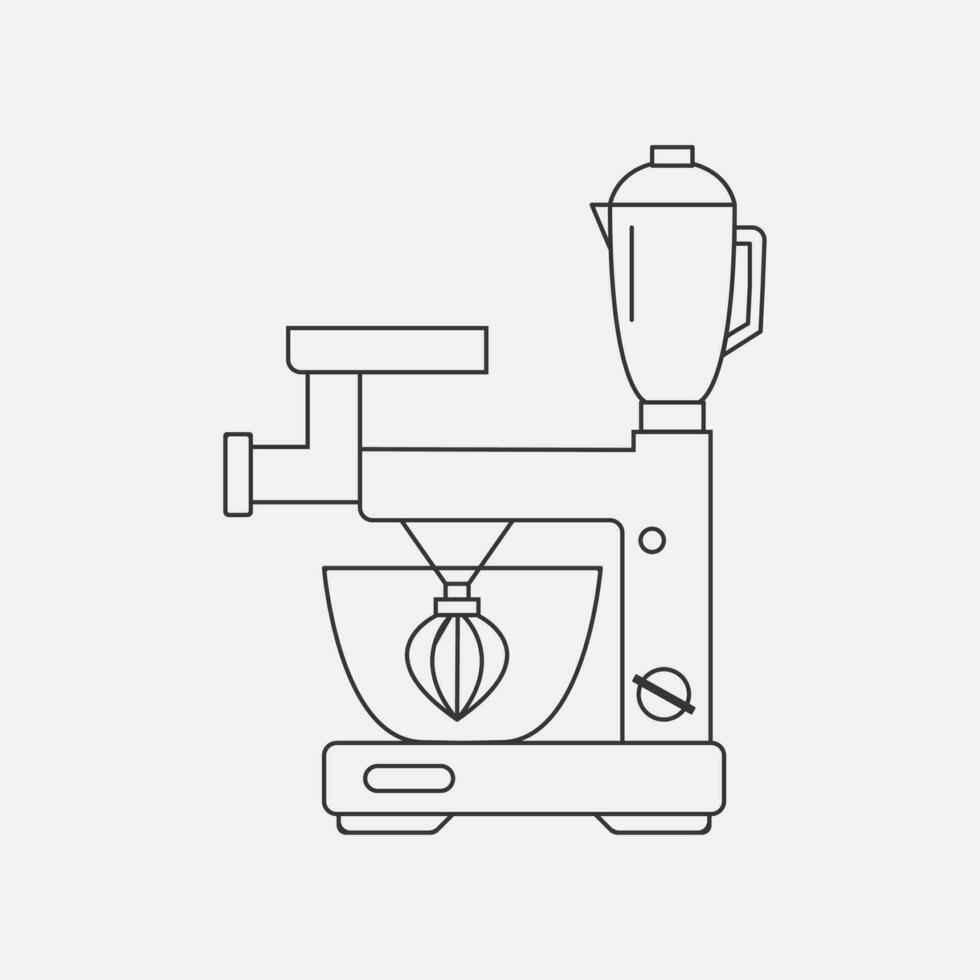 staan menger lijn icoon. keuken uitrusting voor voorbereidingen treffen voedsel, menging ingrediënten, Koken borden. vector