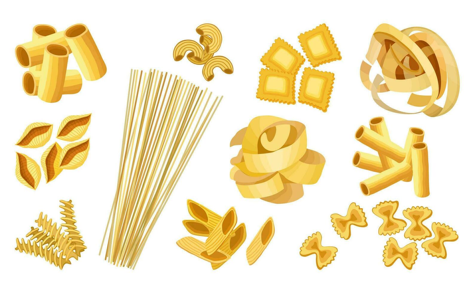 Italiaans pasta set. vector geïsoleerd reeks van pasta