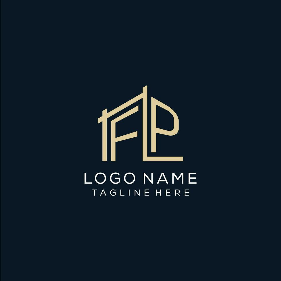 eerste fp logo, schoon en modern bouwkundig en bouw logo ontwerp vector