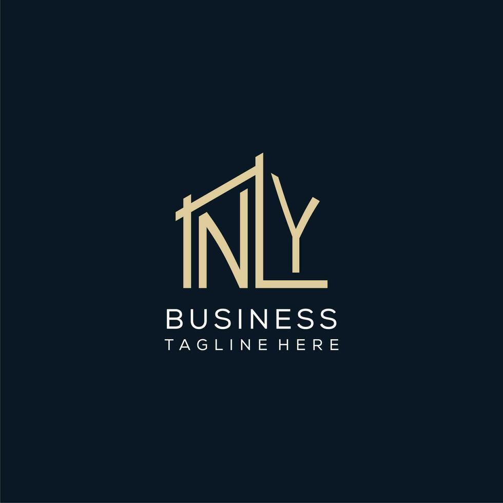 eerste ny logo, schoon en modern bouwkundig en bouw logo ontwerp vector