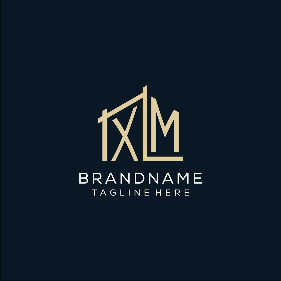 eerste xm logo, schoon en modern bouwkundig en bouw logo ontwerp vector