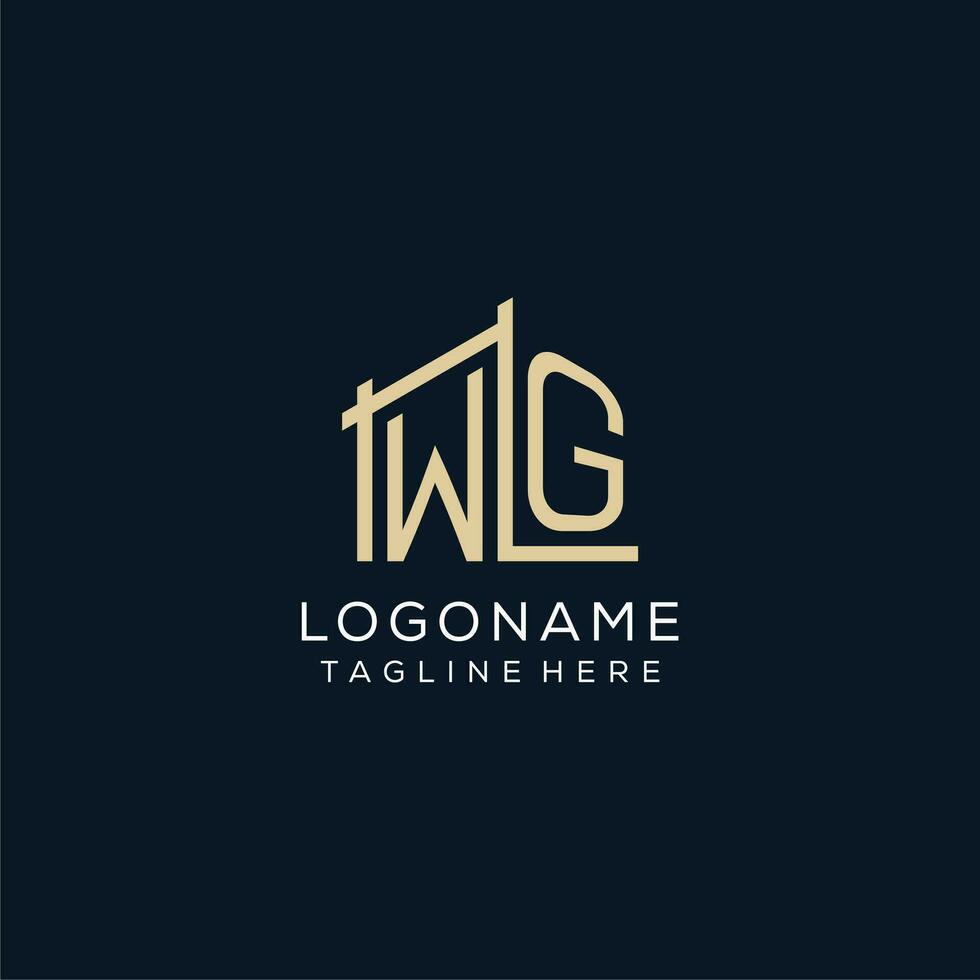 eerste wg logo, schoon en modern bouwkundig en bouw logo ontwerp vector