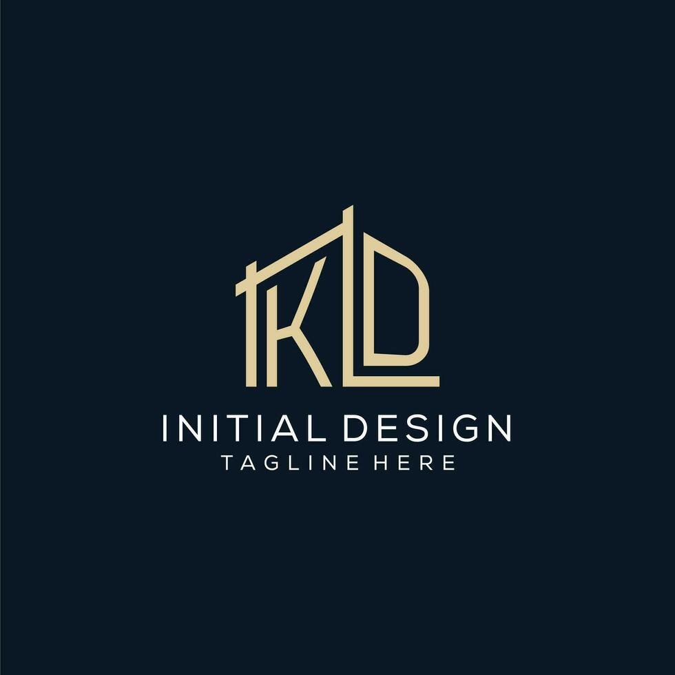 eerste kd logo, schoon en modern bouwkundig en bouw logo ontwerp vector