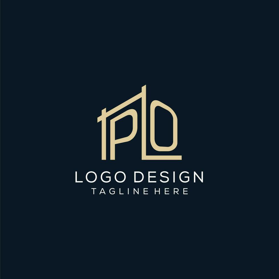 eerste po logo, schoon en modern bouwkundig en bouw logo ontwerp vector