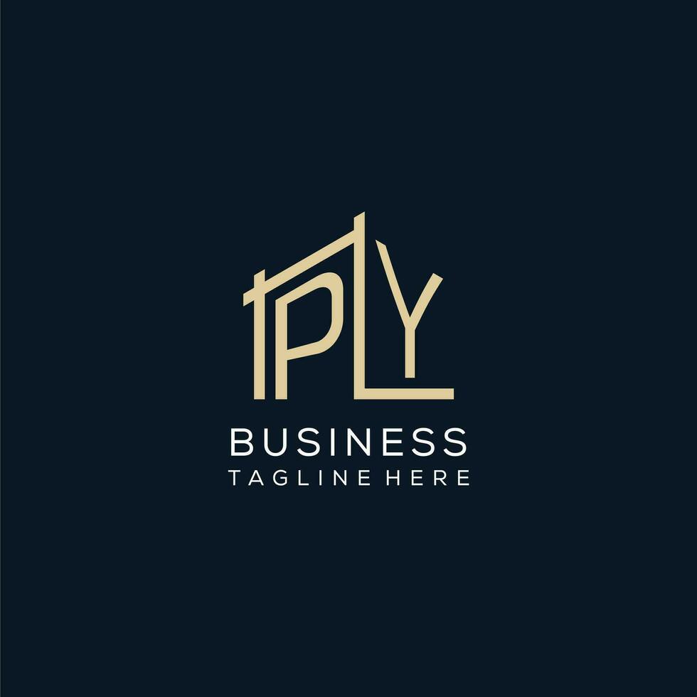 eerste py logo, schoon en modern bouwkundig en bouw logo ontwerp vector