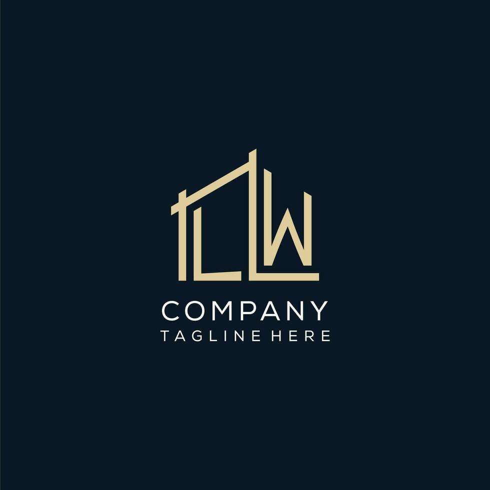 eerste lw logo, schoon en modern bouwkundig en bouw logo ontwerp vector