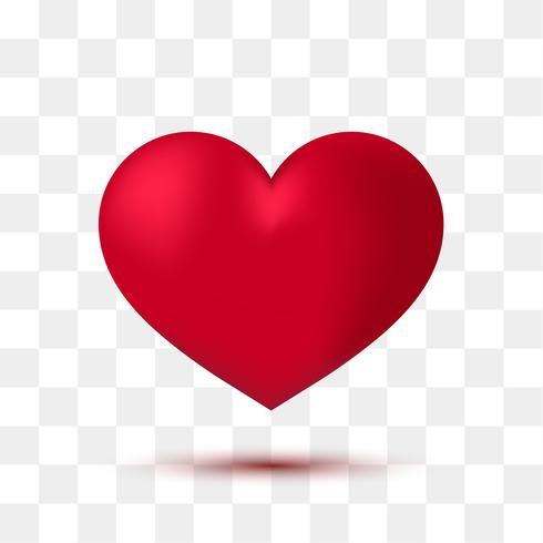 Zacht rood hart met transparante achtergrond. Vector illustratie